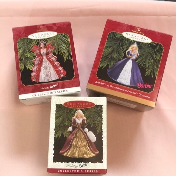 3 Holiday Barbie Hallmark Ornaments